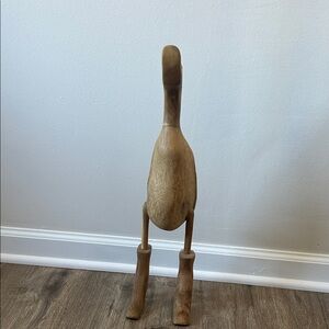 Handcrafted Wooden Duck Sculpture - Natural Brown